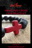 Men's Black Lava Cross Bracelet