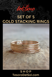 Set of 5 Gold Stacking Rings