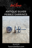 Antique Sterling Silver Pebble Earrings