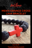 Men's Orange Cross Lava Bracelet