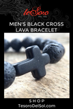 Black Cross Lava Bracelet for Men
