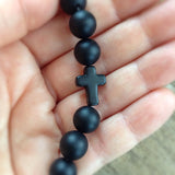 Men's Black Cross Bracelet - TesoroDelSol
