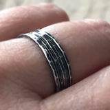 Set of 5 Antique Silver Stackable Skinny Rings