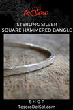Silver Square Hammered<br>Bangle Bracelet
