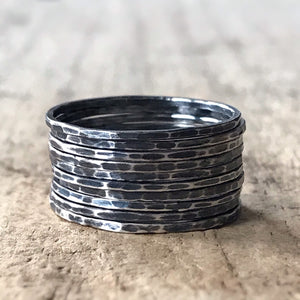 Set of 10 Oxidized Silver Rings