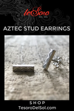 Sterling Silver Aztec Bar Stud Earrings
