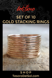 Set of 10 Gold Stacking Rings