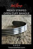 Men's Striped Open Cuff Bracelet