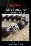 Men's Burgundy Jasper Bracelet - 10mm