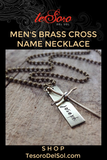 Men's Brass Cross Name Necklace