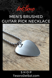 Men's Brushed Steel Guitar Pick Necklace