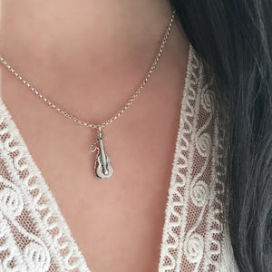 Sterling Silver Spanish Guitar Necklace