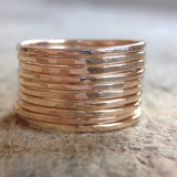 Set of 10 Sterling Silver Skinny Rings