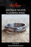 Antique Sterling Silver Flourish Ring