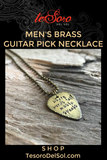 Men's Antique Brass Guitar Pick Necklace