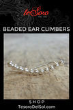 Boho Luxe Silver Beaded Ear Climbers
