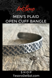 Men's Plaid Open Cuff<br>Bangle Bracelet