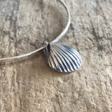 Silver Seashell Charm<br>Bangle Bracelet