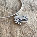 Silver Eye of Horus Charm<br>Bangle Bracelet
