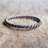 Antique Sterling Silver Twist Ring Front View