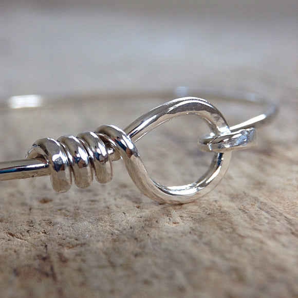 Sterling Silver Hook and Eye<br>Bangle Bracelet