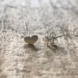 Sterling Silver Tiny Heart Stud Earrings
