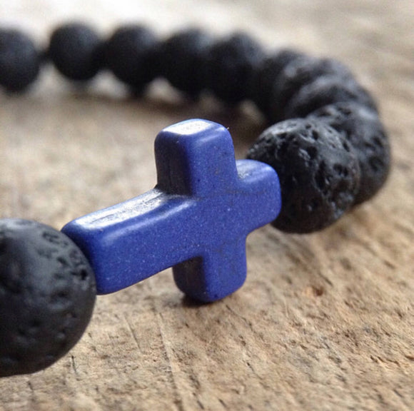 Men's Blue Cross Bracelet
