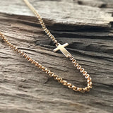 Gold Sideways Cross Necklace