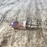 Pink Chalcedony Gemstone Stud Earrings