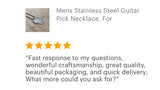 Mens Rustic Stainless Steel Guitar Pick Necklace - TesoroDelSol