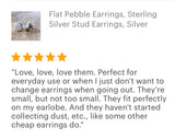 Flat Pebble Sterling Silver Stud Earrings