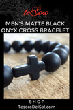 Men's Matte Black Onyx Cross Bracelet